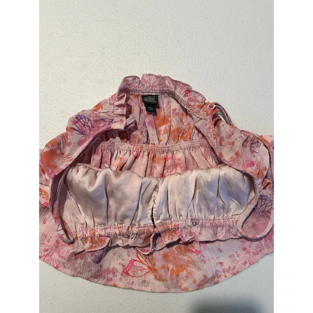 Wild Fable Womens Small Tiered Ruffle Tank Top in Light Pink Butterfly Print - Picture 11 of 12